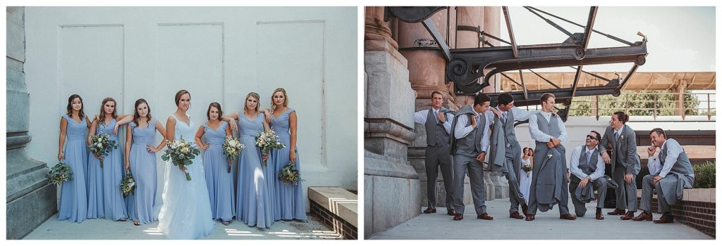 bridal party doing fun pose