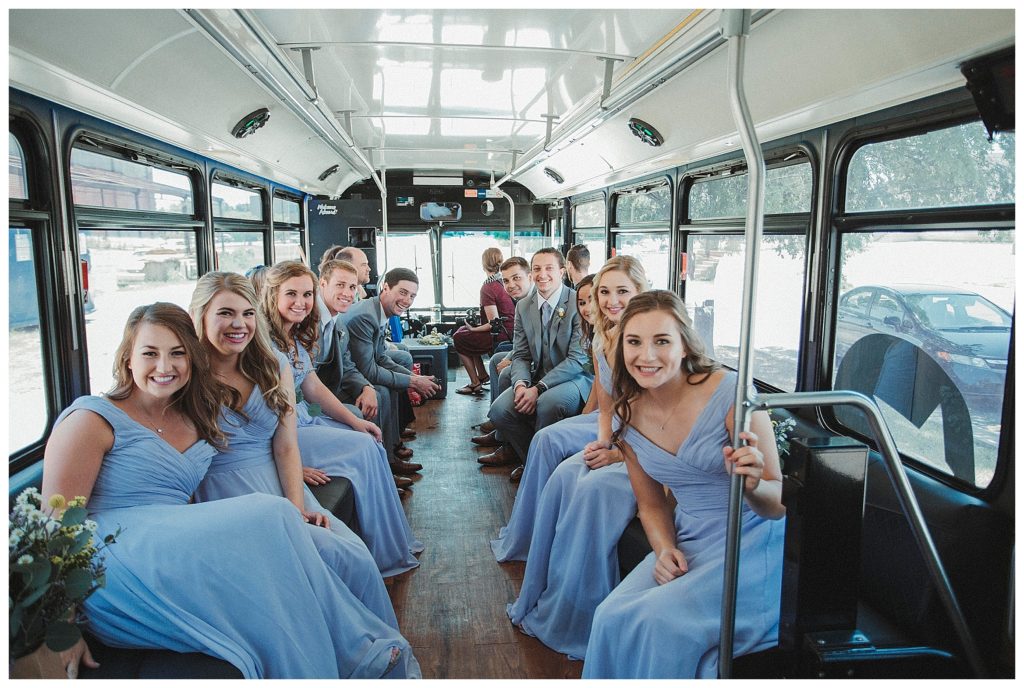 bridal party on a party bus