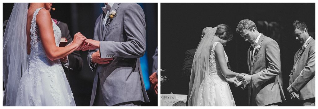close up of the bride and groom during ceremony