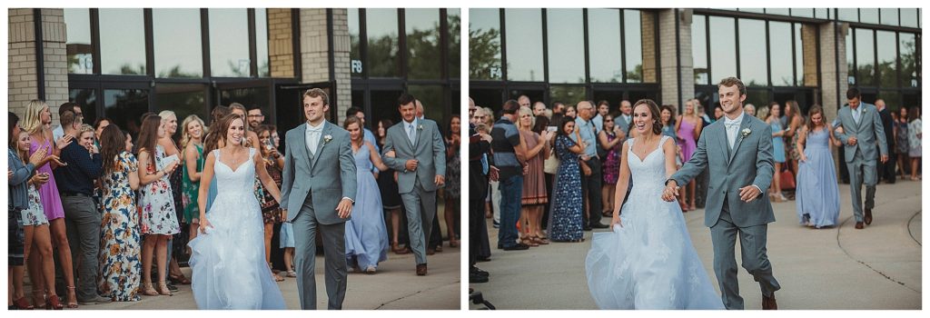bride and groom leaving the church