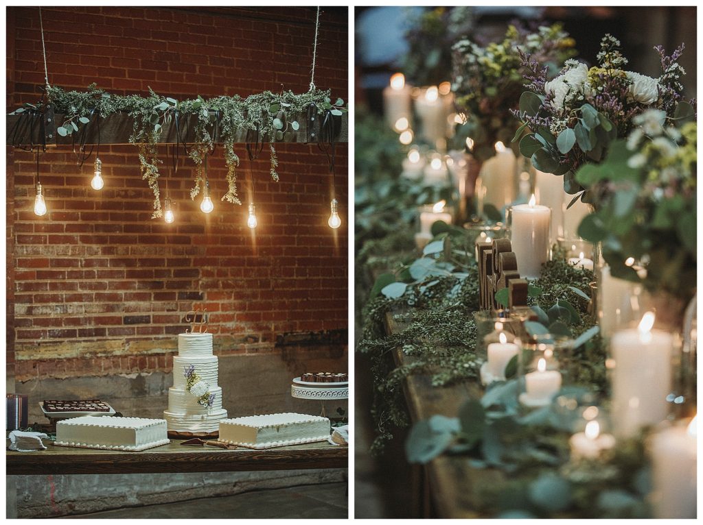 romantic rustic details at wedding reception