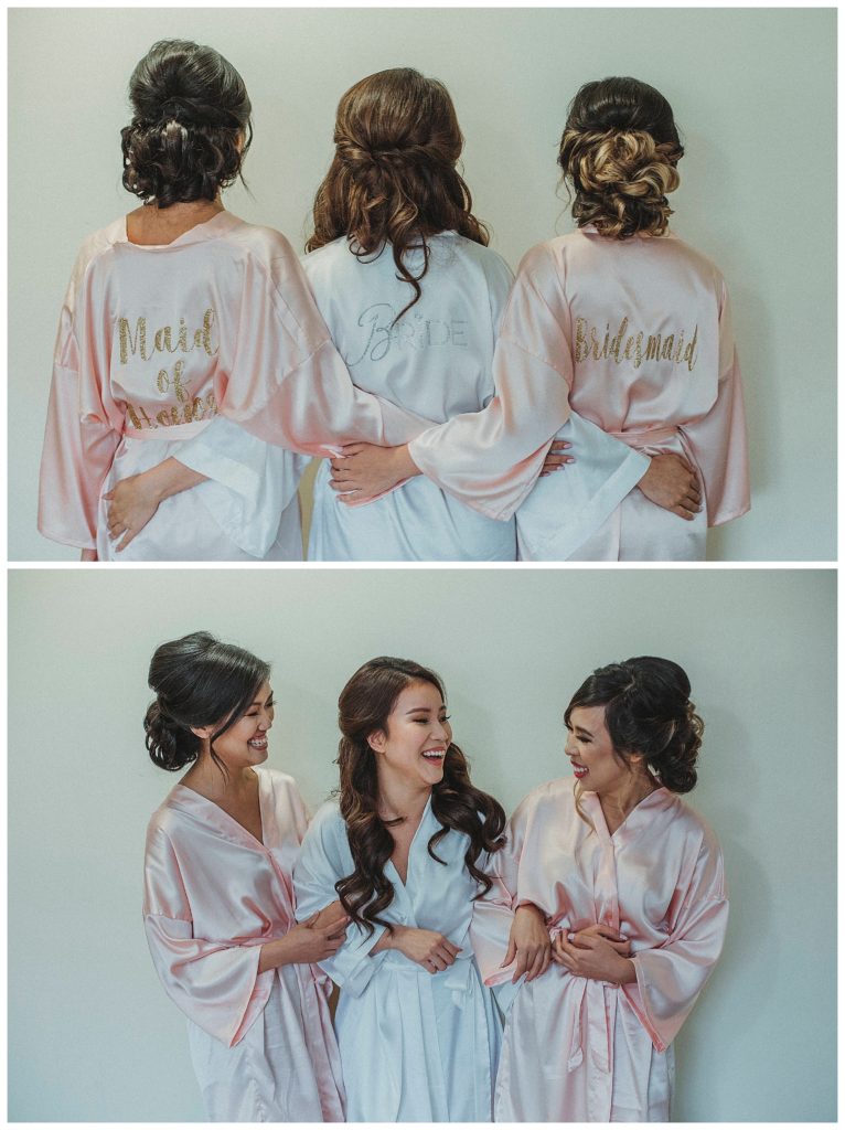 bride and bridesmaids in robes