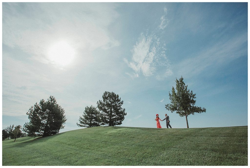 bride and groom in the distance