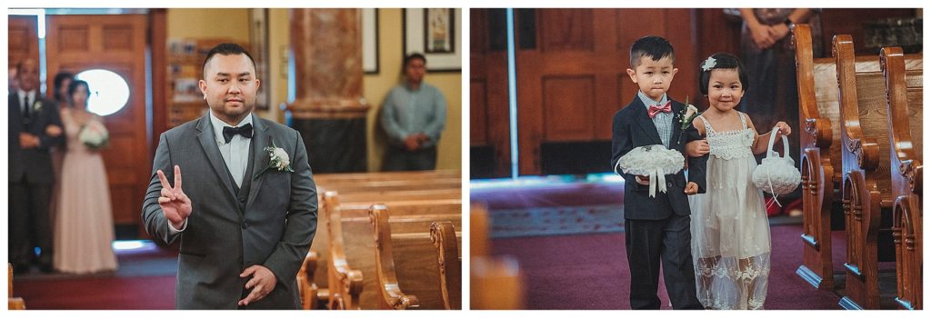 groom walking down the isle