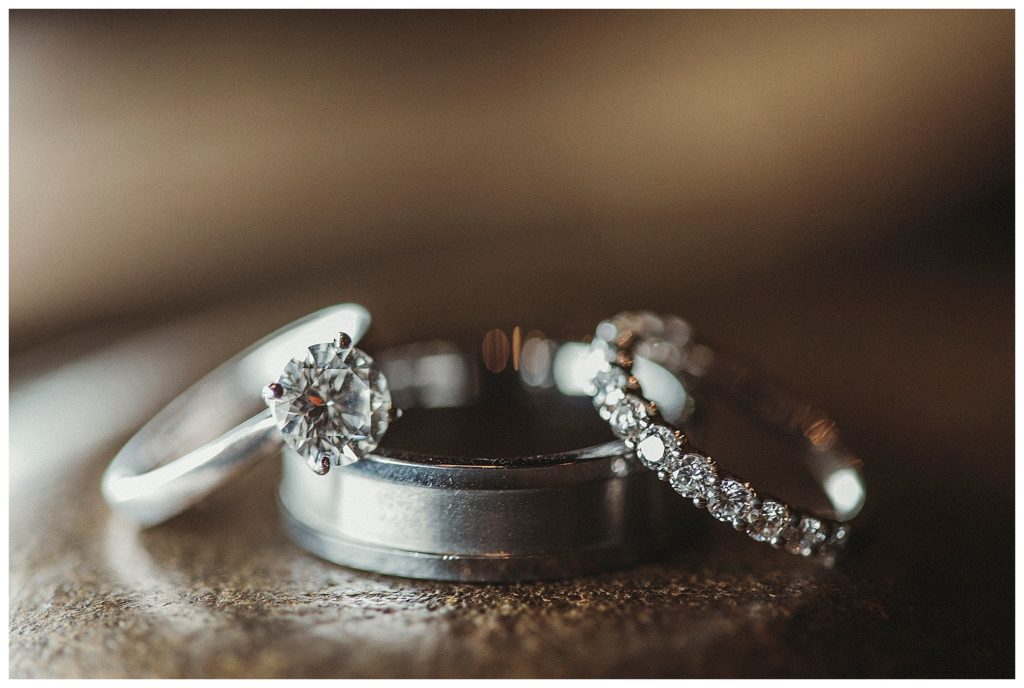 close up of wedding rings