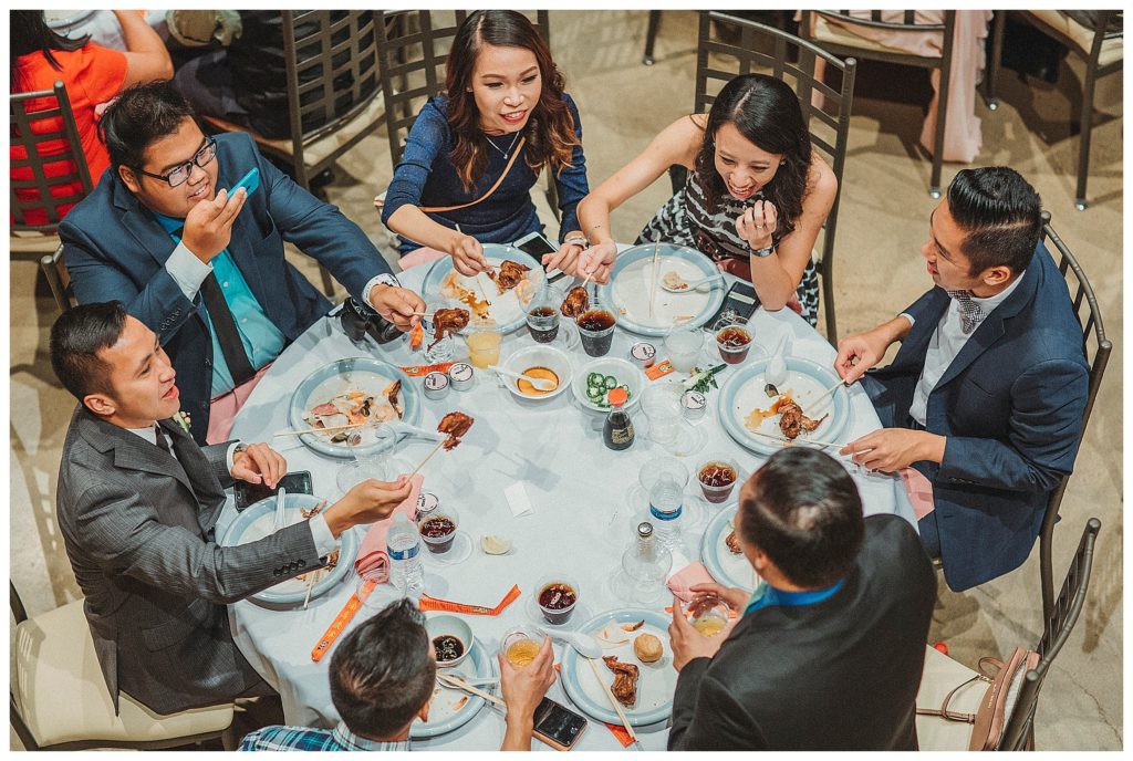 birds eye view of guests at reception