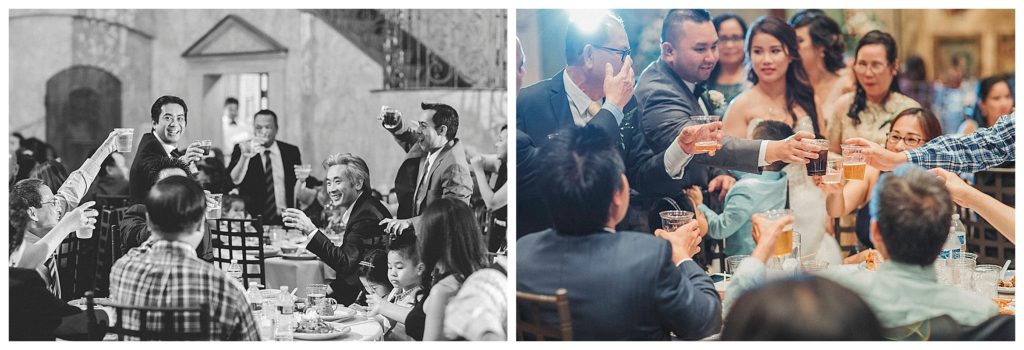table greetings at Vietnamese wedding reception