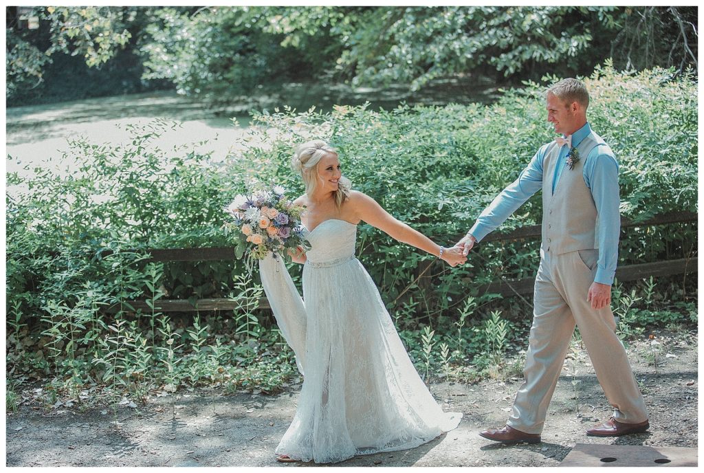 bride walking with groom