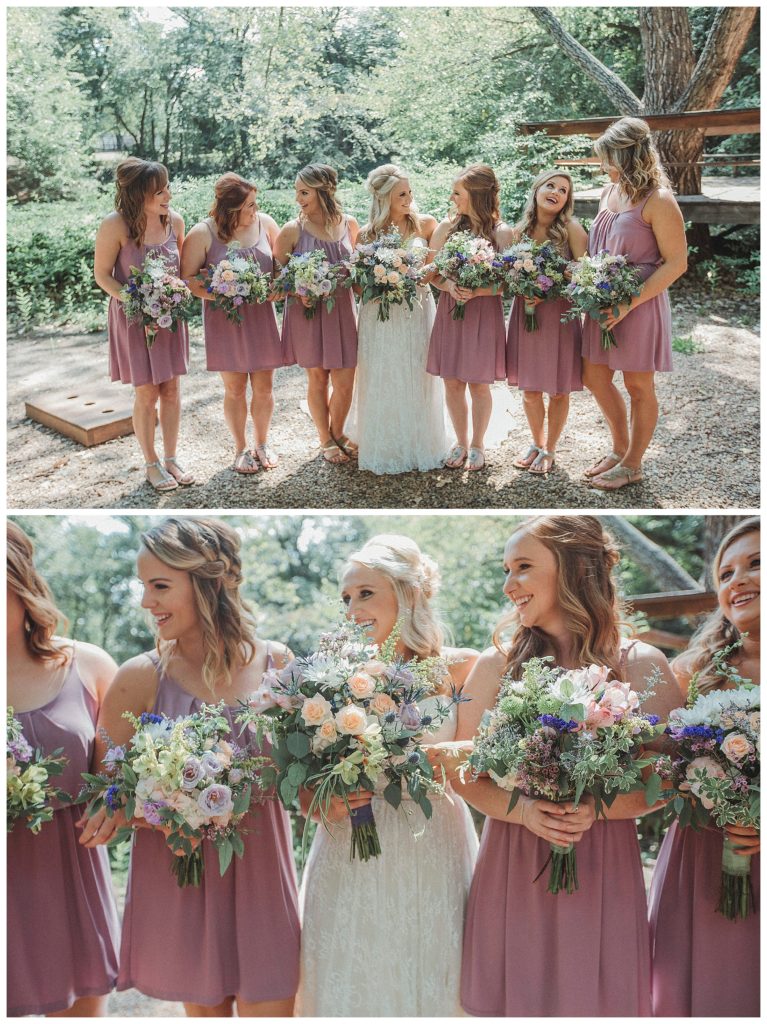 bride with her bridesmaids