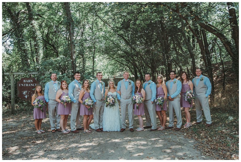 bridal party together outside