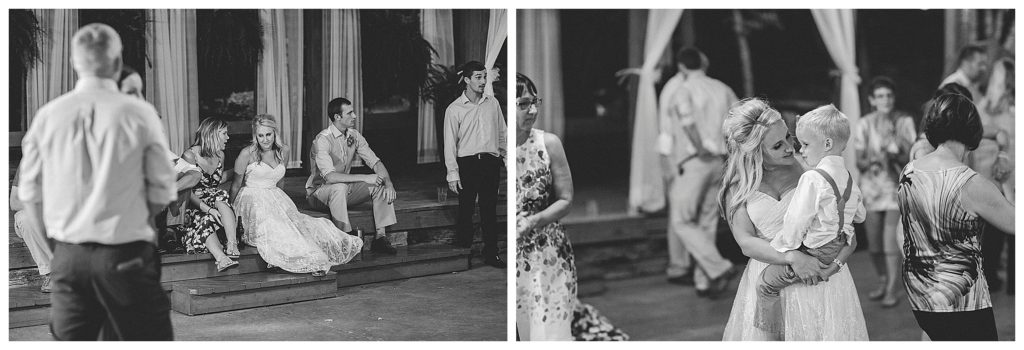 wedding reception in black and white