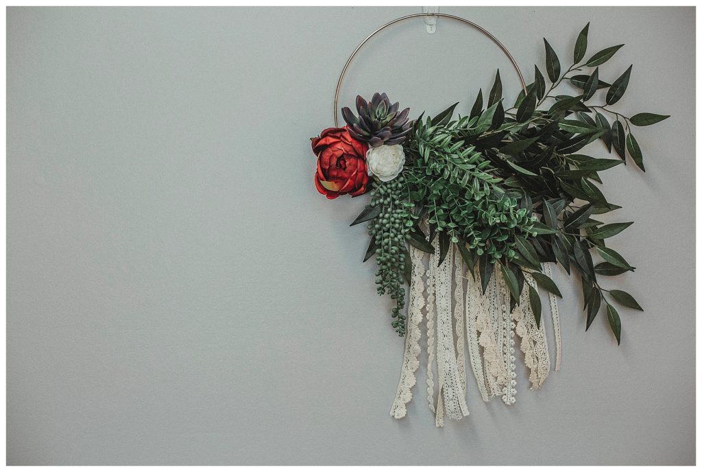 brides flowers displayed