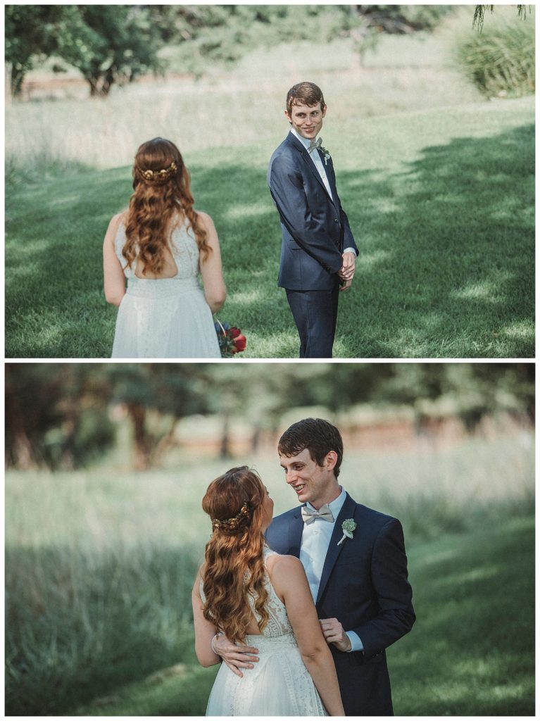 groom seeing his bride before the wedding ceremony