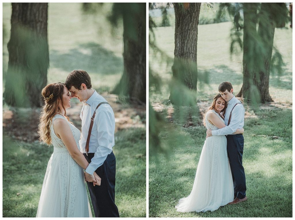 bride and groom in intimate pose