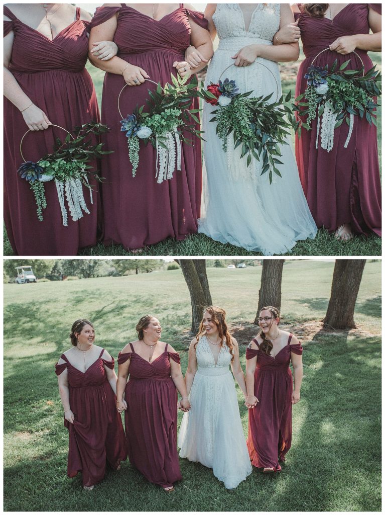 bride with her bridesmaids