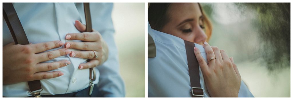 detail of wedding ring on brides finger