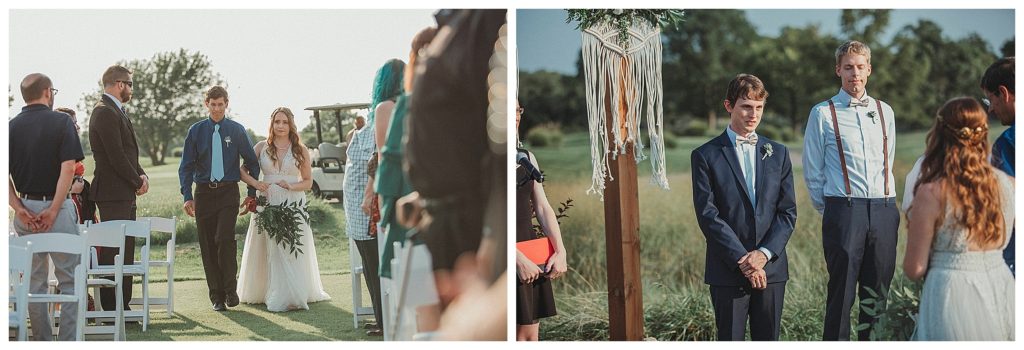 bride walking into ceremony with her dad