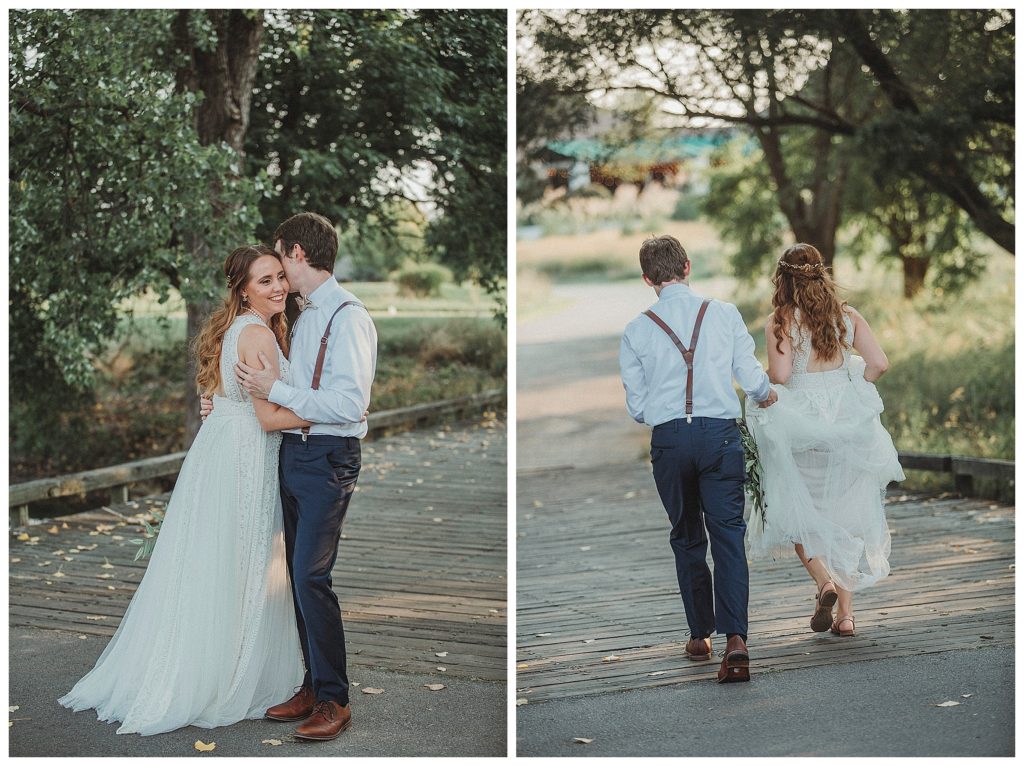bride and groom walking off