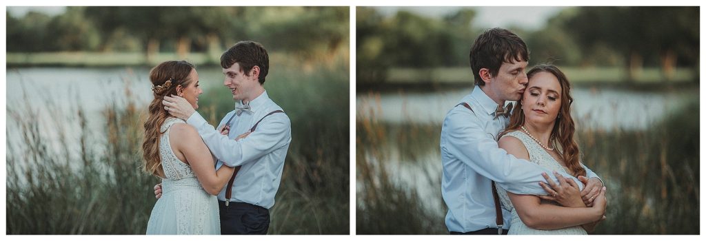 groom and bride in loving embrace