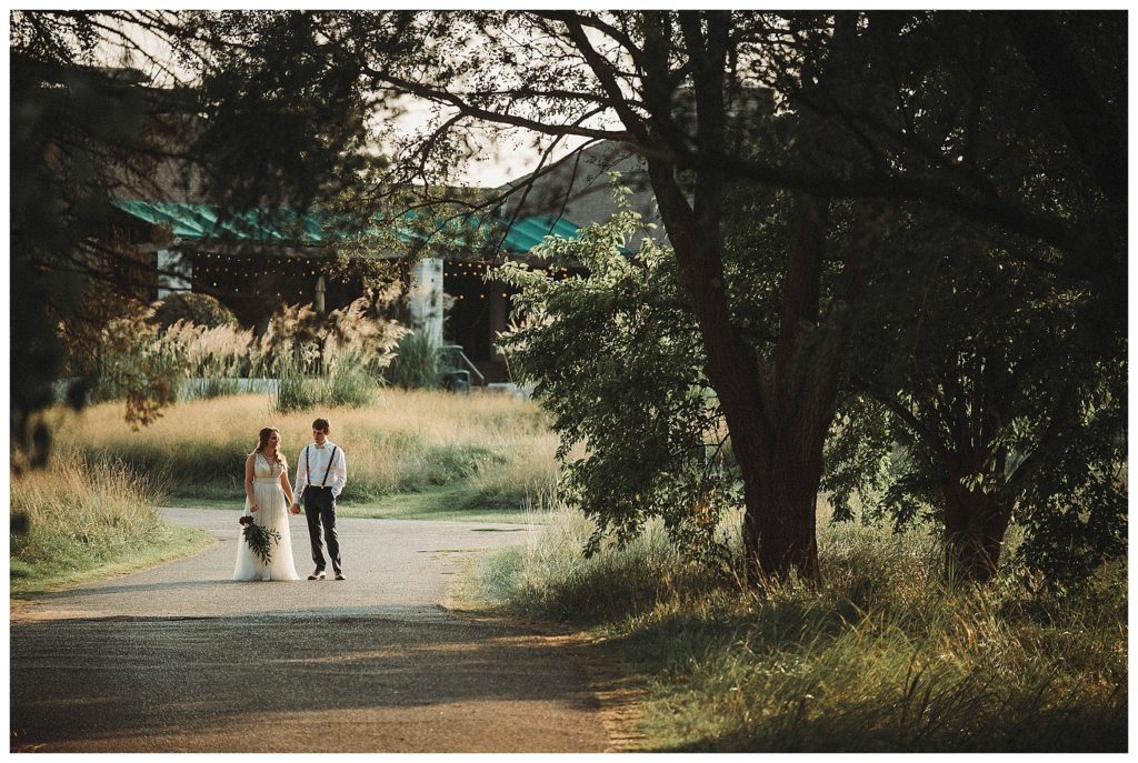 groom and bride in the distance