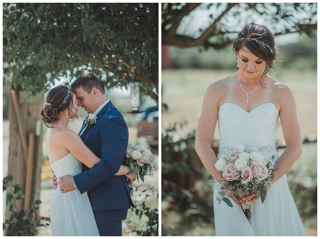bride and groom holding eachother