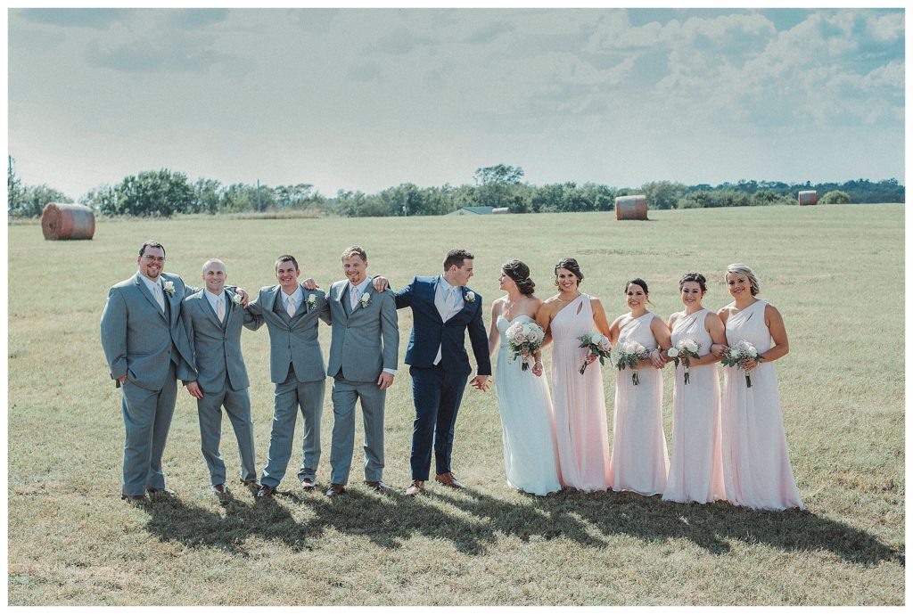 bridal party outside on the farm