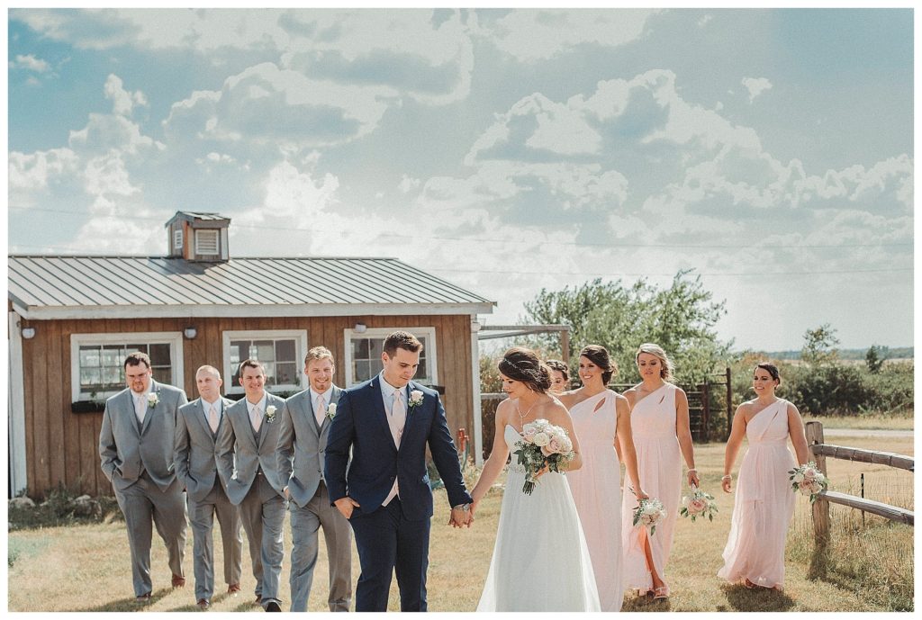 bridal party walking
