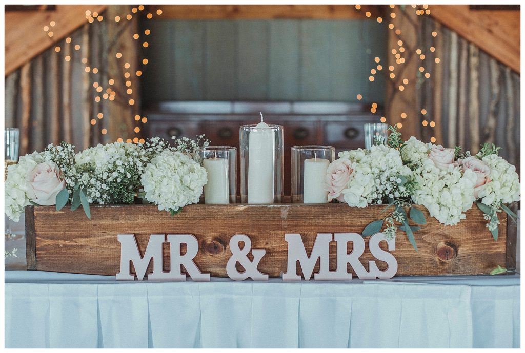 mr and mrs sign at head table
