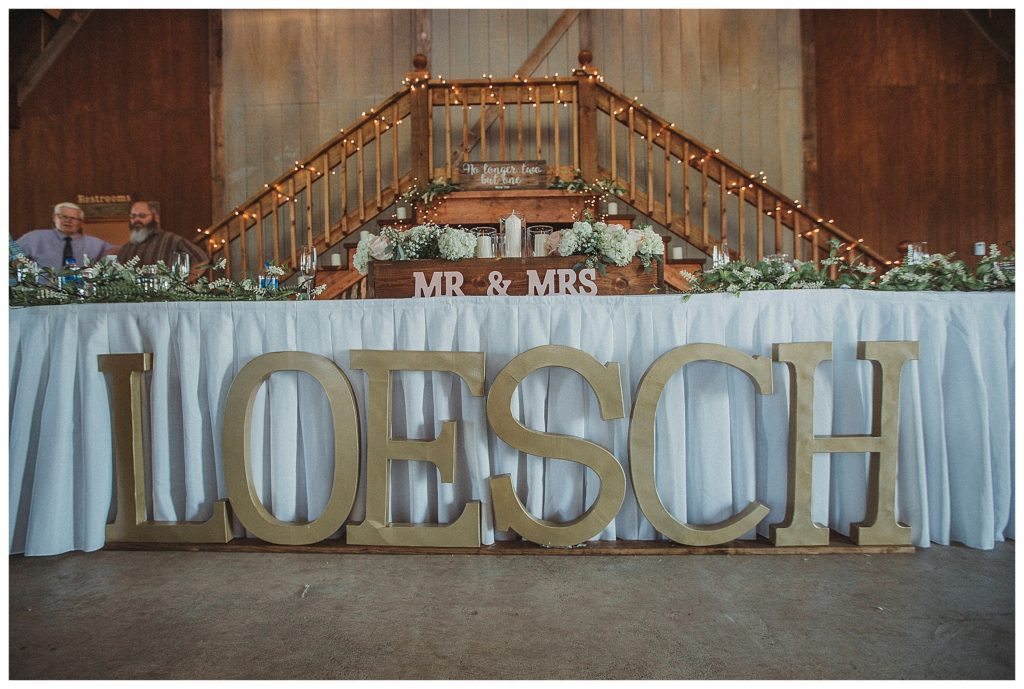 head table at reception