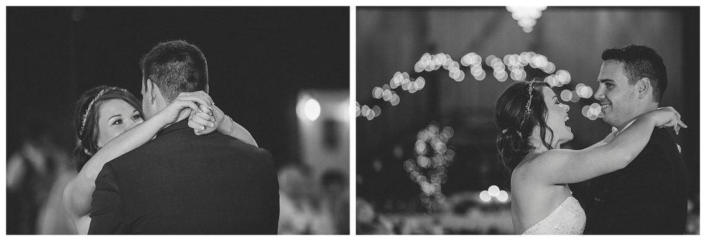 bride and groom dancing