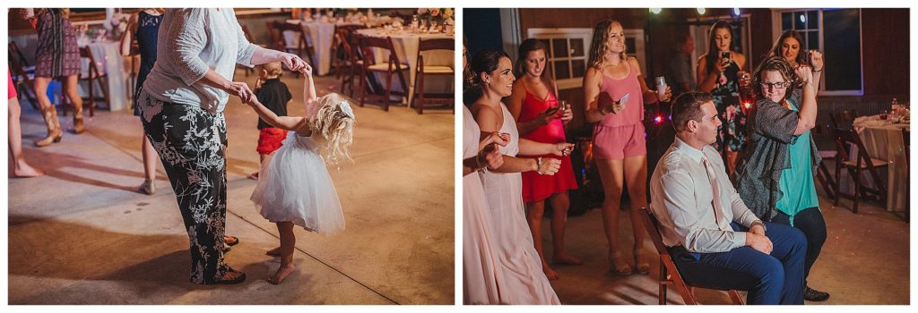 flower girl dancing at wedding reception