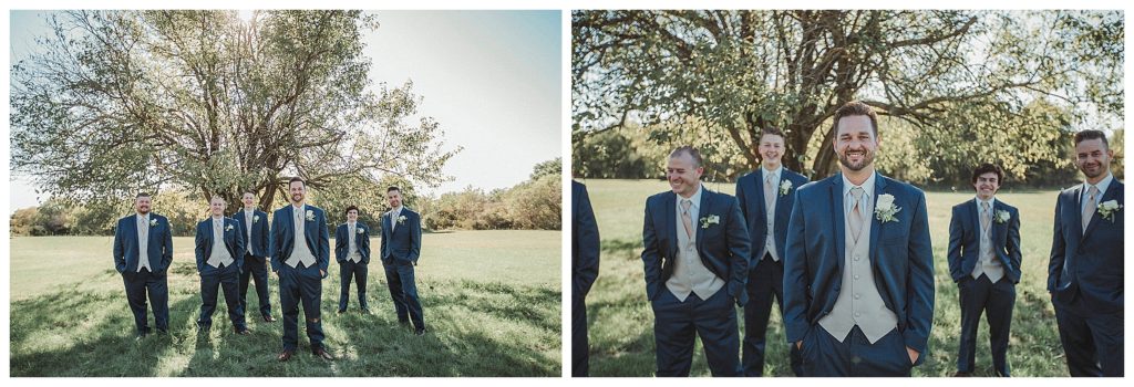 groom with his groomsmen outside