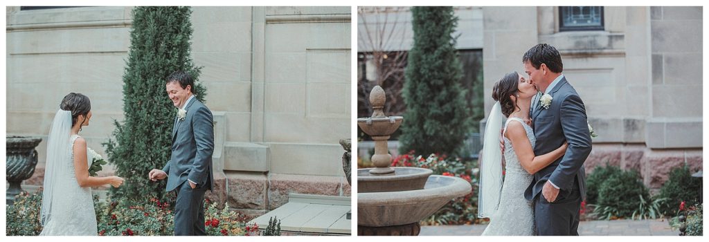 first look between bride and groom