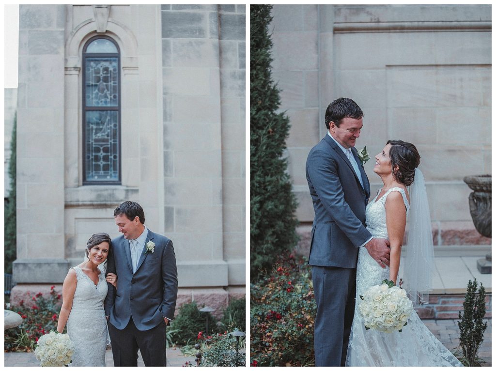 bride and her groom at the church