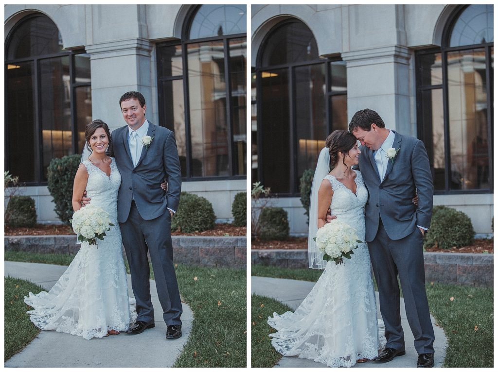 bride and groom at the church
