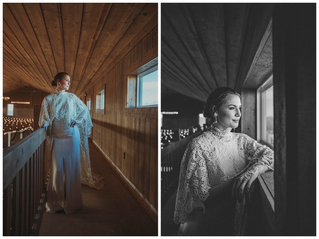 bride looking out window