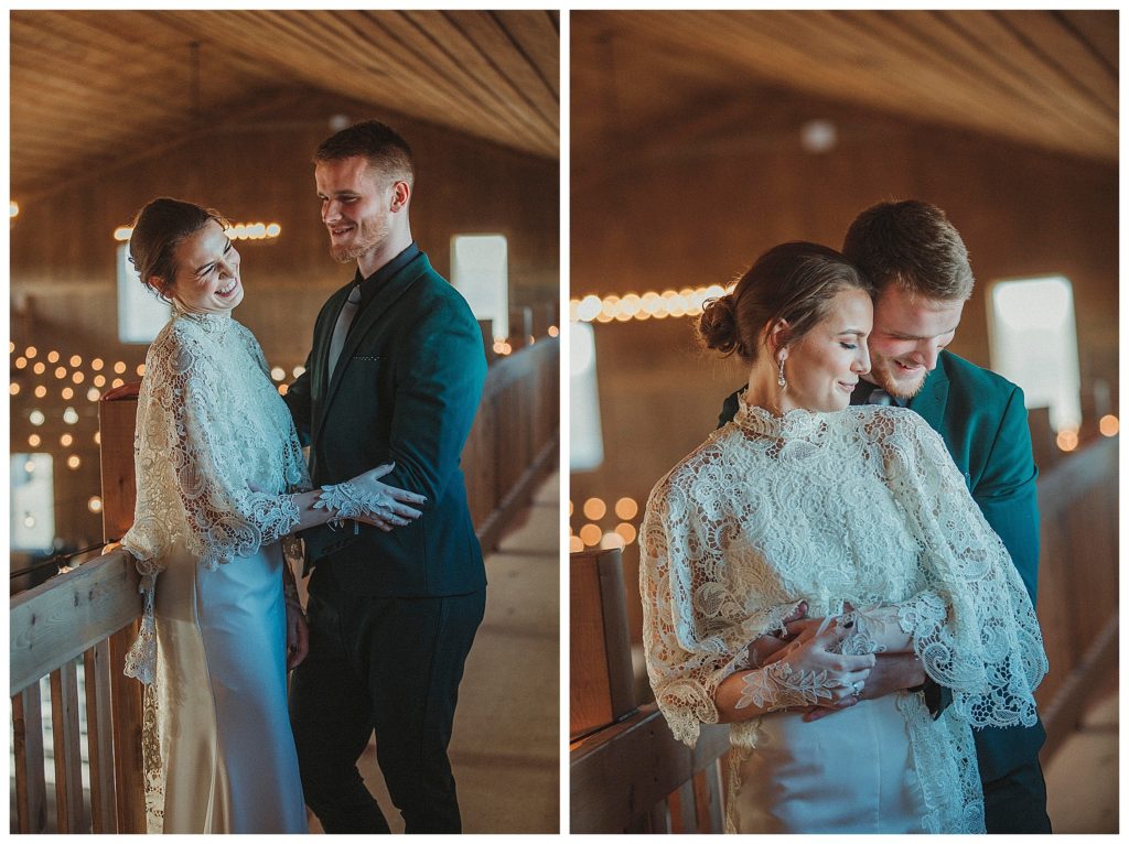 bride and groom at stone hill barn