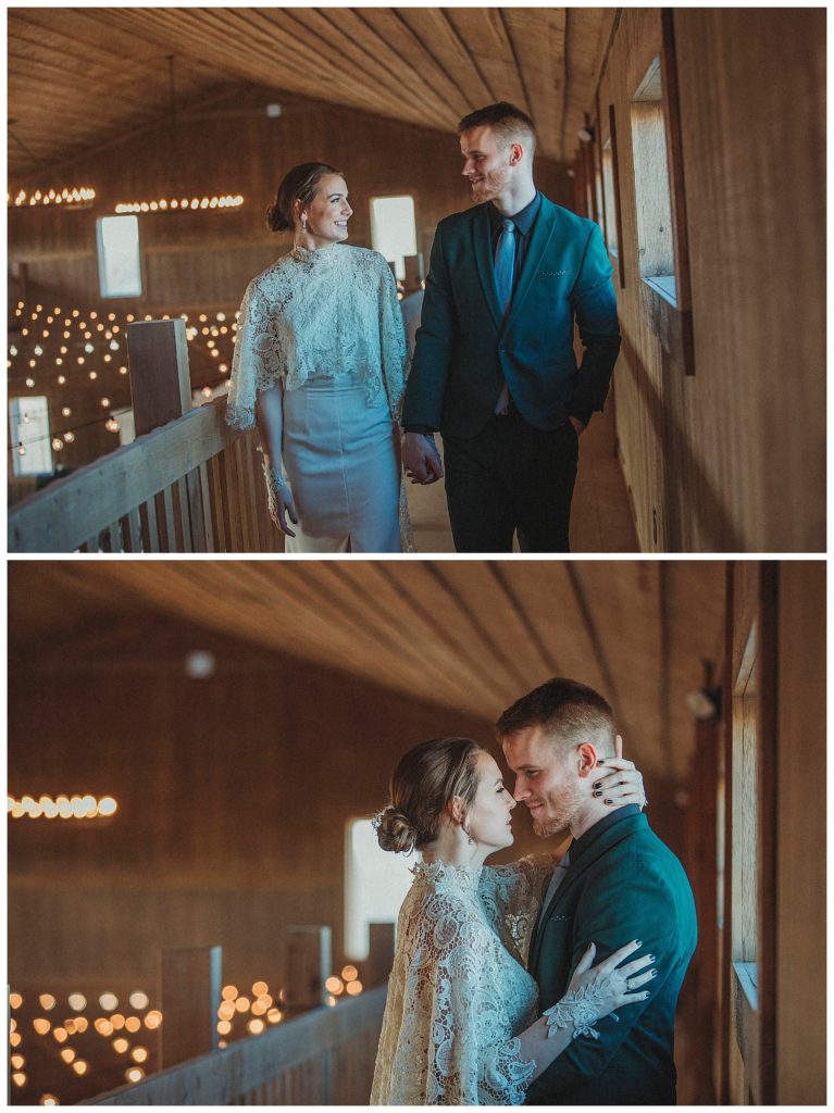 bride and groom at stone hill barn