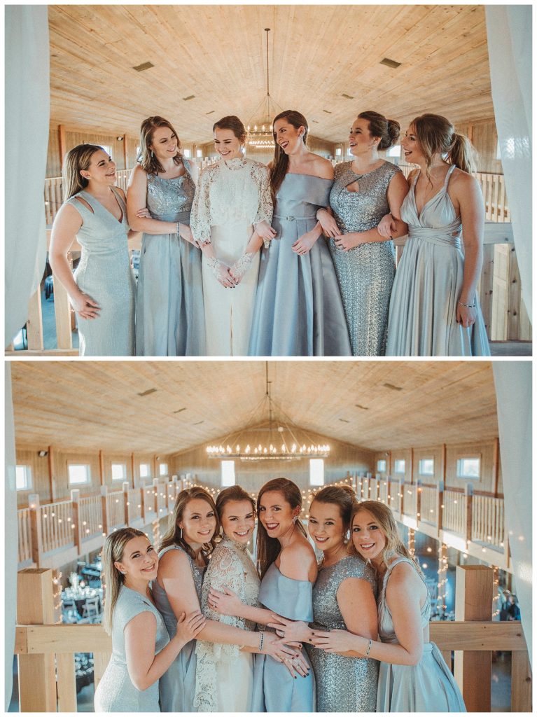 bridesmaids gathered together laughing
