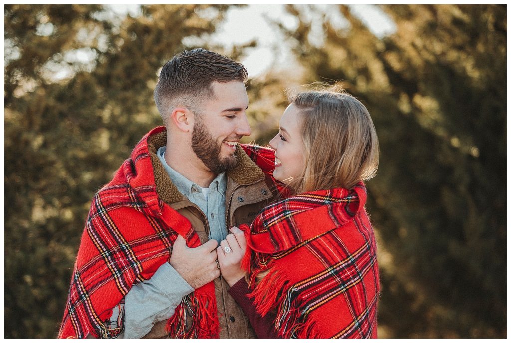 couple wrapped in blanket