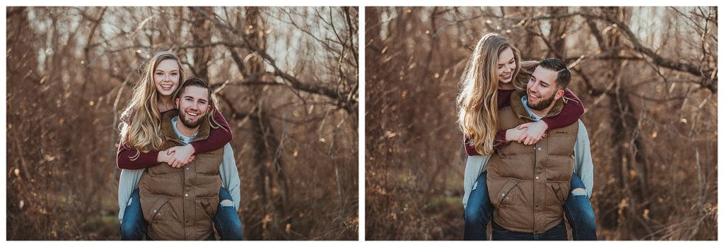 boyfriend giving his girlfriend and piggy back ride