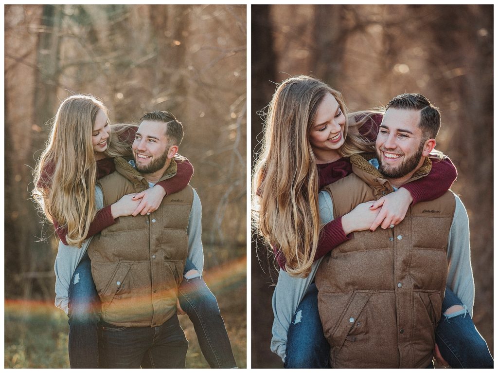 boyfriend giving his girlfriend and piggy back ride