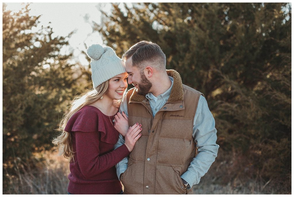 couple cuddling in the cold weather