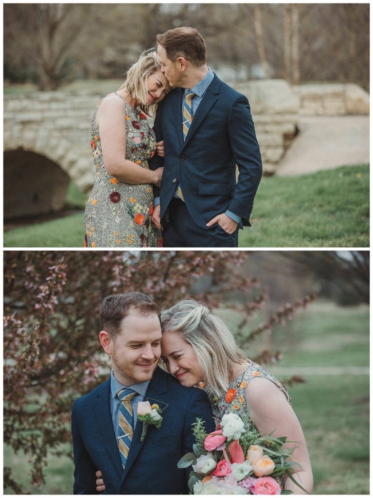 bride and groom cuddling