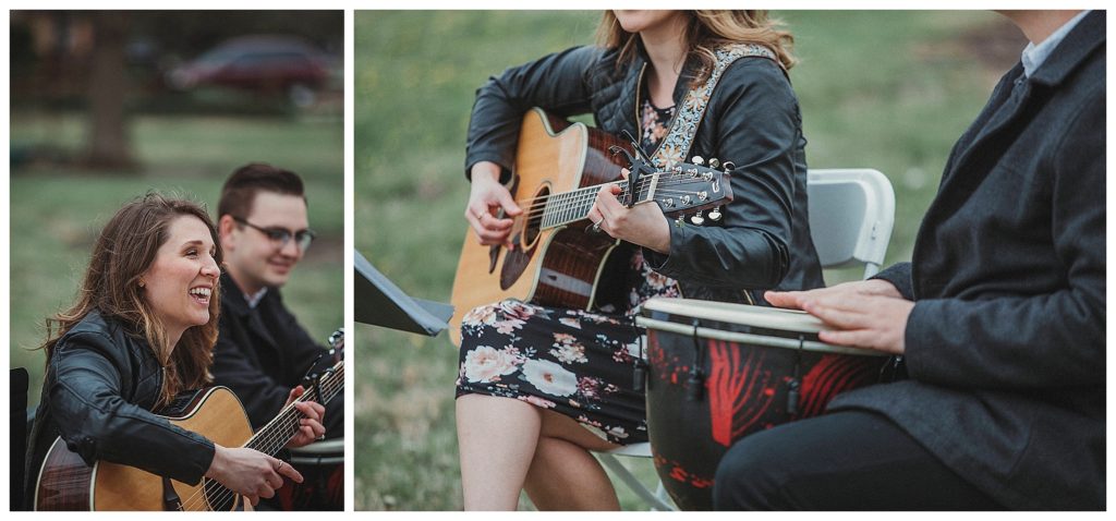 musicians playing at the wedding