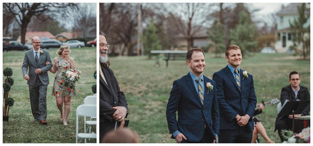 groom seeing his bride walk down the isle