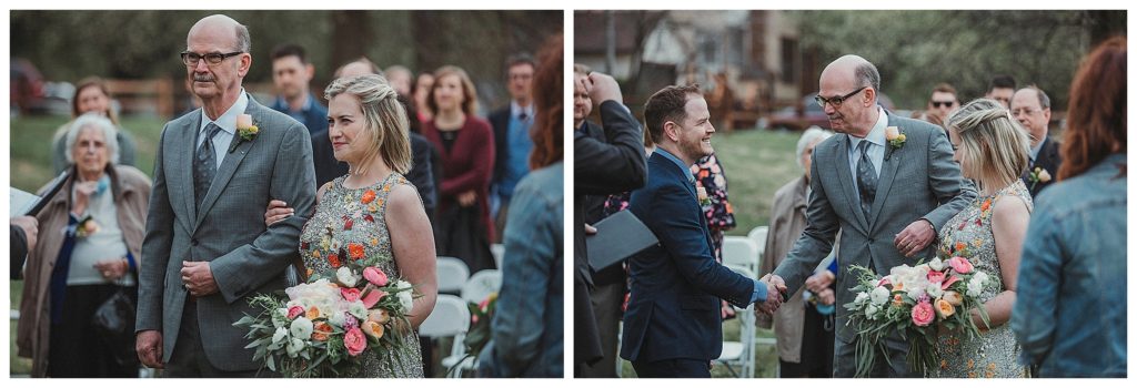 father giving his daughter away at her wedding