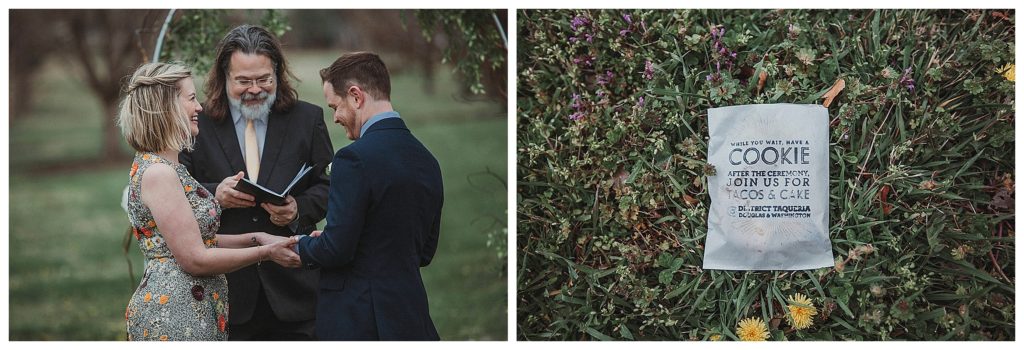 favor detail of cookie package at wedding